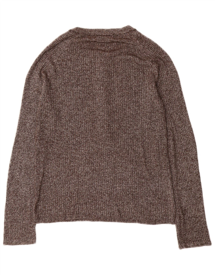 Zara Herren-Pullover mit U-Boot-Ausschnitt, Mittelbraun gefleckt