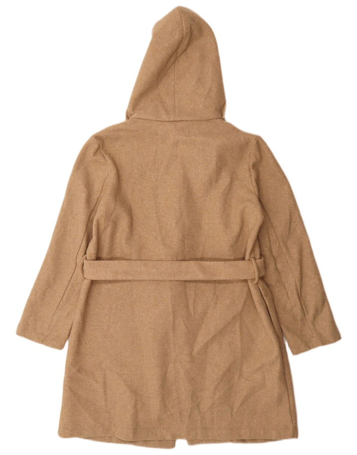 Zara Damen-Übergroßer Mantel mit Kapuze, UK 10, Größe S, Beige, Polyester