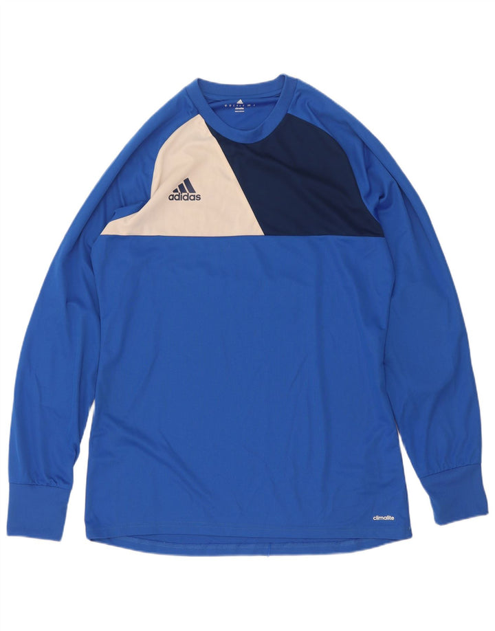 Adidas Herren Climalite Top Langarm Mittelblau Colourblock Polyester