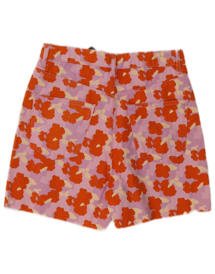 ZARA Damen-Jeansshorts mit hoher Taille, EU 36, Größe S, W26, mehrfarbig, Blumenmuster