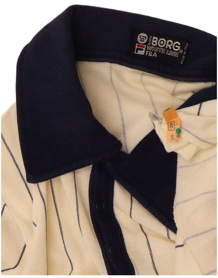 Fila Herren Rugby-Poloshirt IT 46 Small weiß gestreift aus Baumwolle