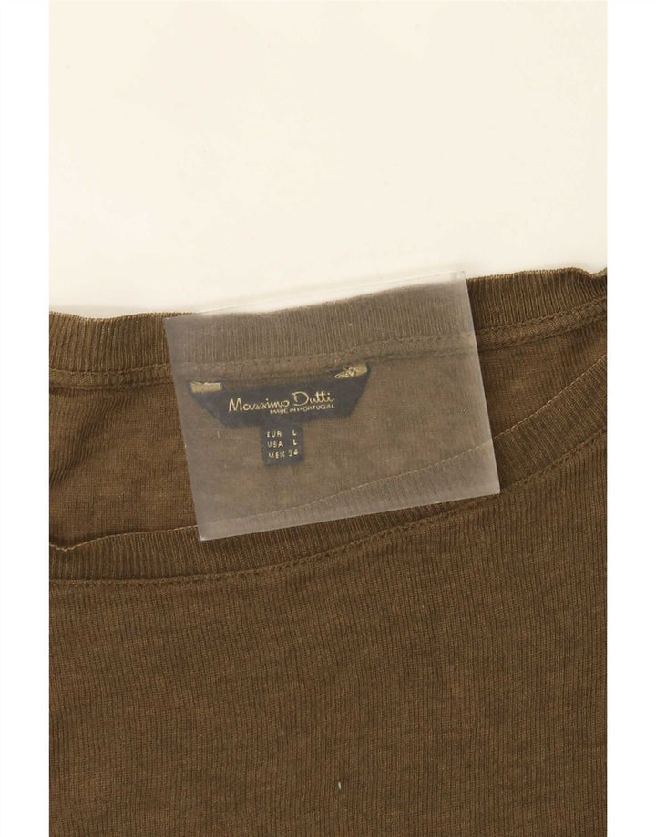Massimo Dutti Damen Top Langarm UK 16 Large Khaki