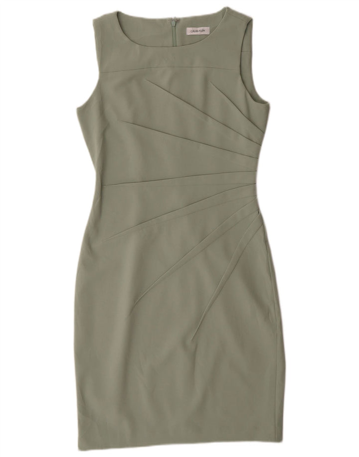 Calvin Klein Damen Ärmelloses, figurbetontes Kleid UK 12 Mittelgrünes Polyester