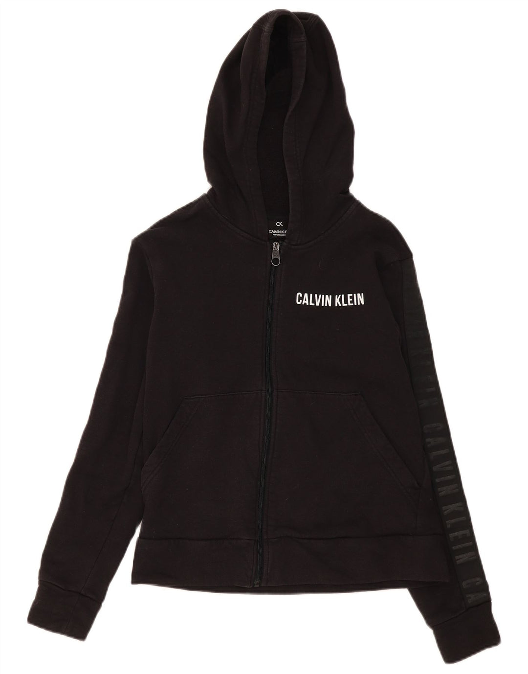 Calvin Klein Damen Performance Zip Hoodie Pullover UK 14 Medium Schwarz