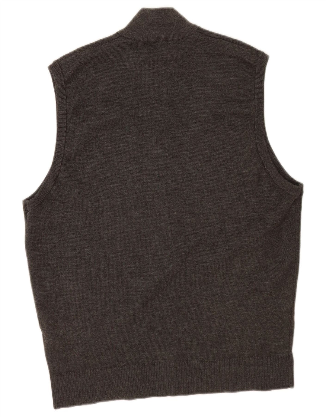 Marks & Spencer Ärmelloser Herren-Cardigan-Pullover aus mittelgrauer Merinowolle