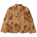 ELLE Damen-Blazerjacke mit 2 Knöpfen, UK 20, 2XL, beige, geblümte Baumwolle