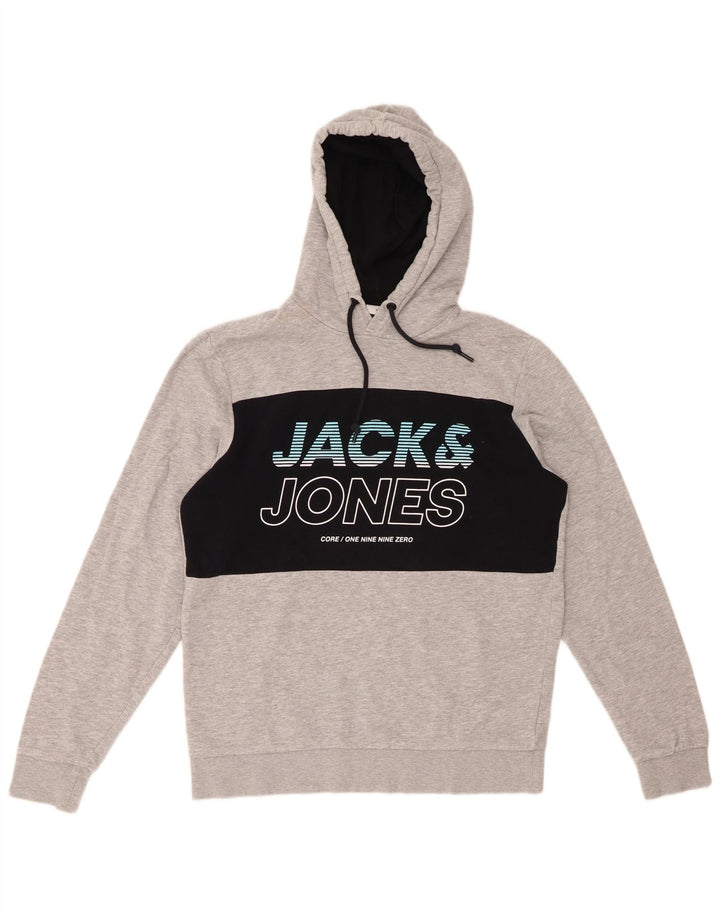 Jack & Jones Herren-Kapuzenpullover mit Grafik, groß, Grau, Farbblock