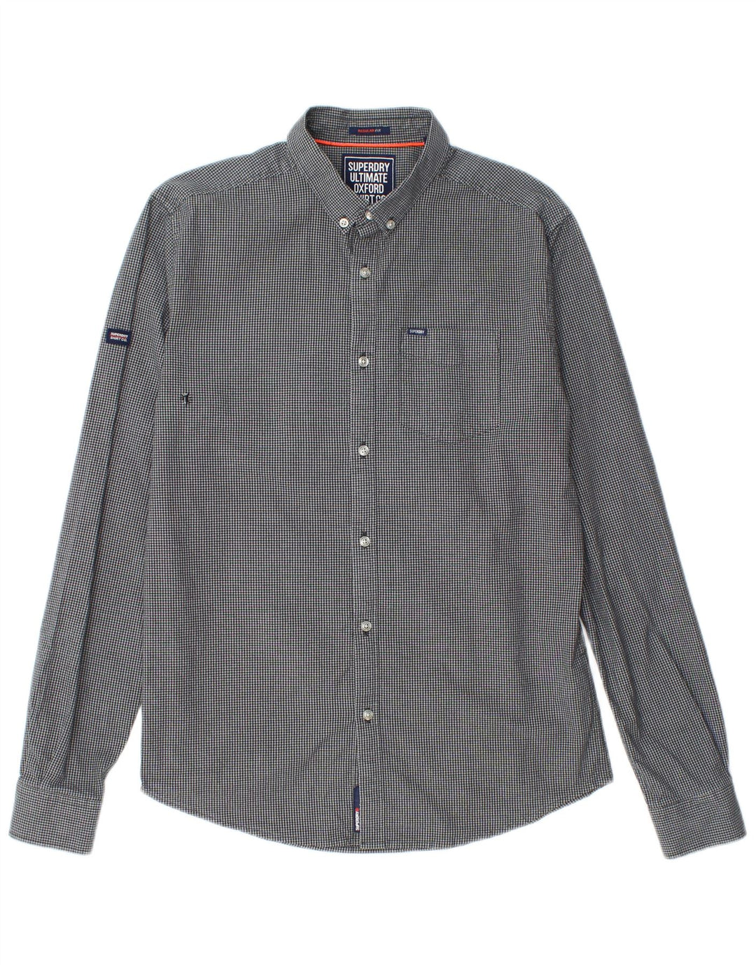 Superdry Herren-Hemd aus mittelblauer Gingham-Baumwolle in Marineblau
