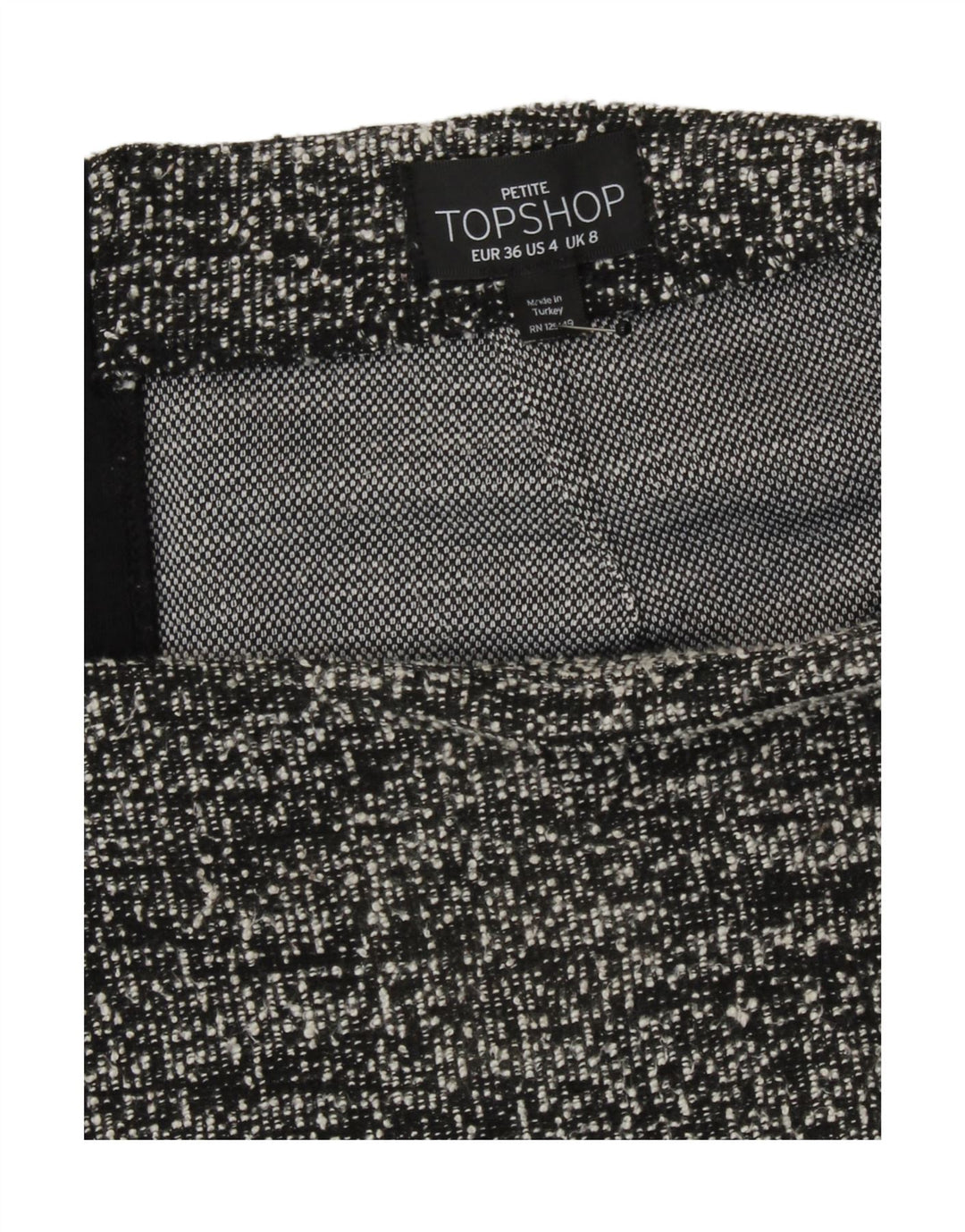 Topshop Damen Minirock UK 8 Small W27 Schwarz meliertes Polyester