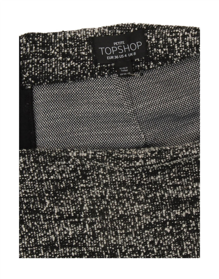 Topshop Damen Minirock UK 8 Small W27 Schwarz meliertes Polyester