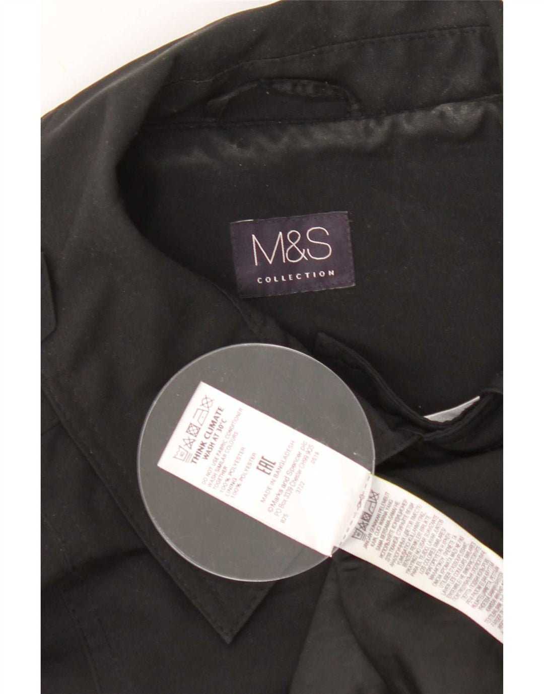 Marks & Spencer Damen Trenchcoat UK 16 Large Schwarz Polyester
