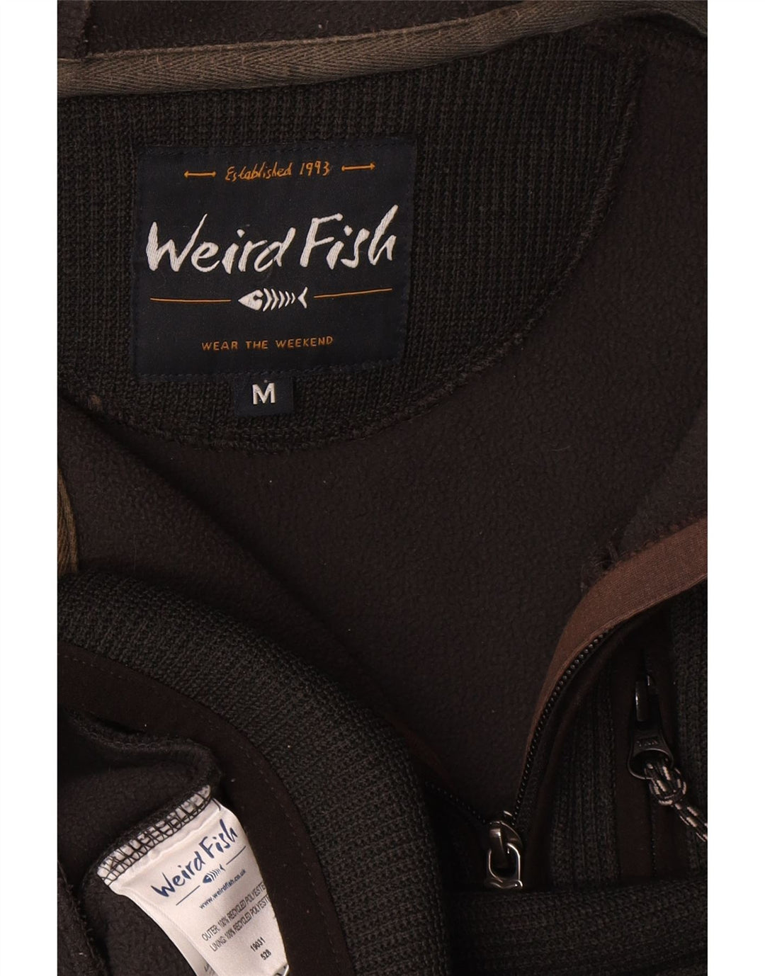 Weird Fish Herren-Kapuzenpullover mit Reißverschluss, Mittelschwarz, Polyester