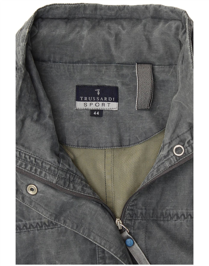 TRUSSARDI Damen-Utility-Jacke mit Kapuze IT 44 mittelgraue Baumwolle