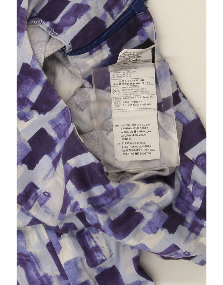 Benetton Damen-Etuikleid, UK-Größe 40, klein, blau kariert, Baumwolle