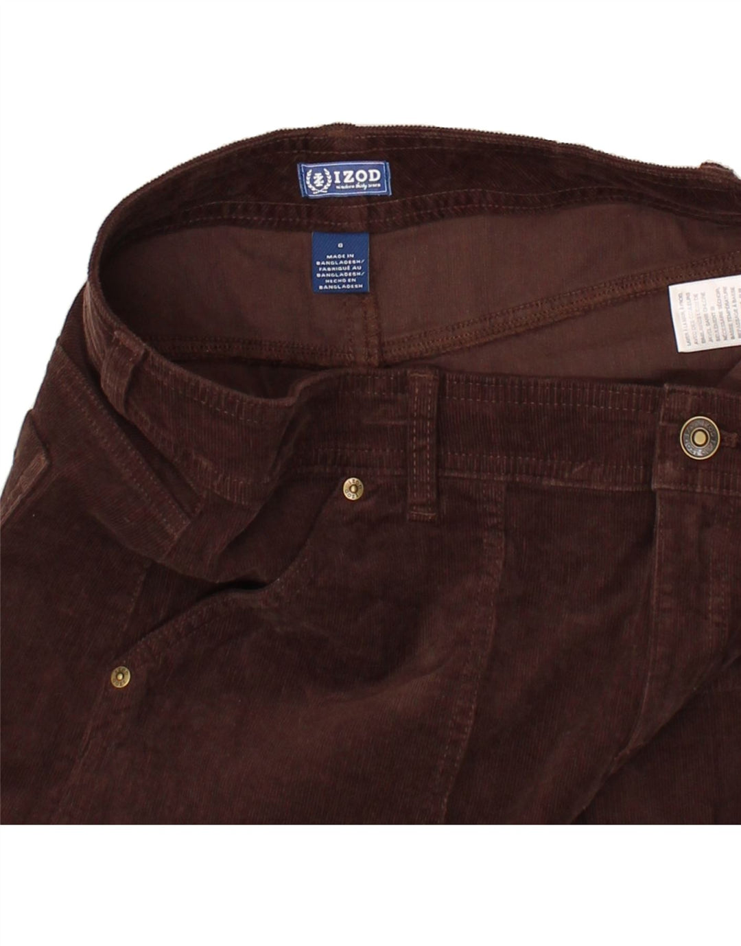IZOD Womens Corduroy Skirt US 8 Medium W32 Brown Cotton Vintage Izod and Second-Hand Izod from Messina Hembry 