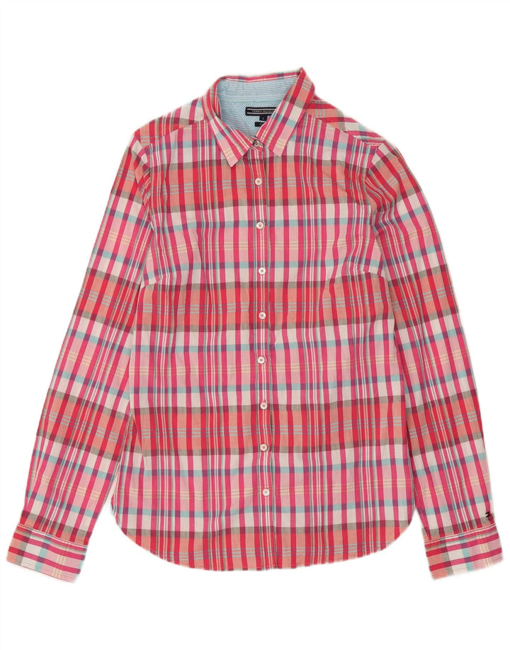 TOMMY HILFIGER Damen-Hemd, tailliert, US 8, mittelrosa, kariert, Baumwolle