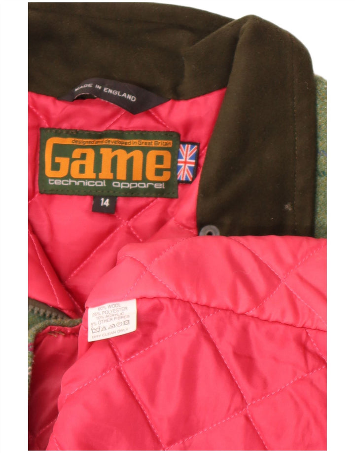 Game Technical Apparel Damen Weste UK 14 Large Green Check Wool