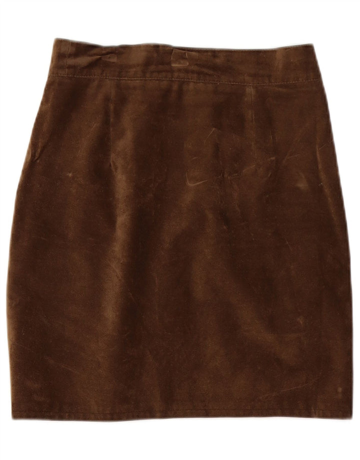 Vintage Damen Wildleder Bleistiftrock W26 Klein Braun
