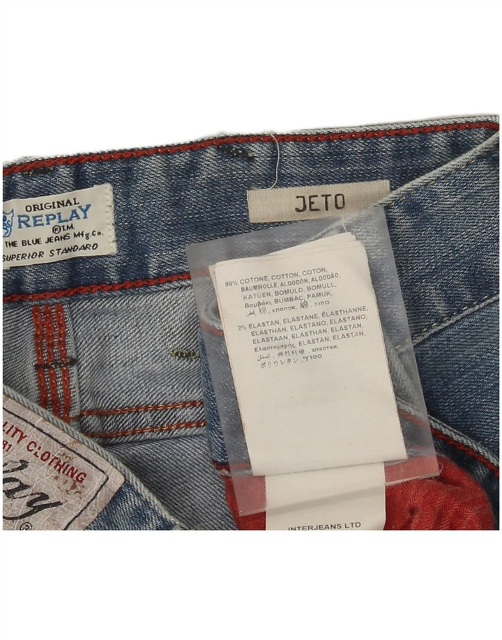 Replay Herren Jeto Slim Jeans W34 L32 Blaue Baumwolle