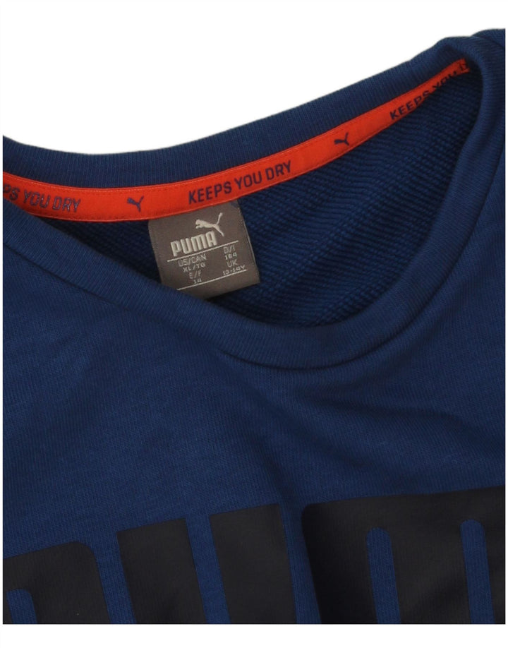 Puma Jungen Graphic Top Langarm 13–14 Jahre blaue Baumwolle
