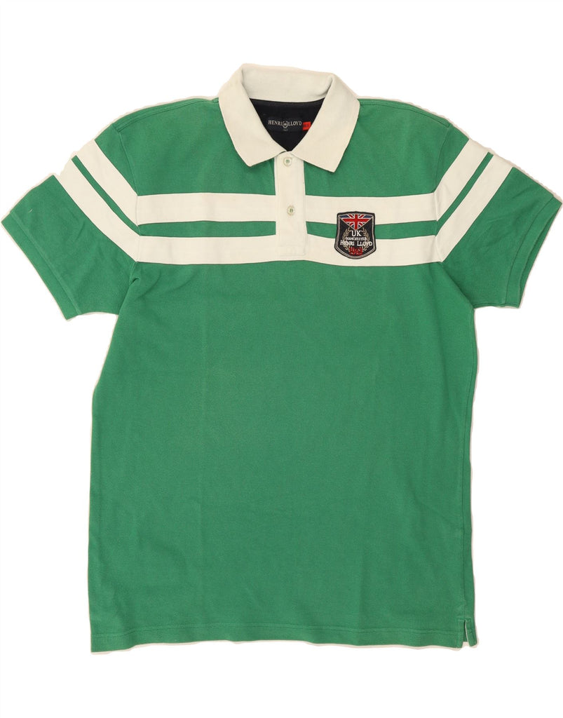 HENRI LLOYD Mens Polo Shirt 2XL Green Colourblock Cotton Vintage Henri Lloyd and Second-Hand Henri Lloyd from Messina Hembry 