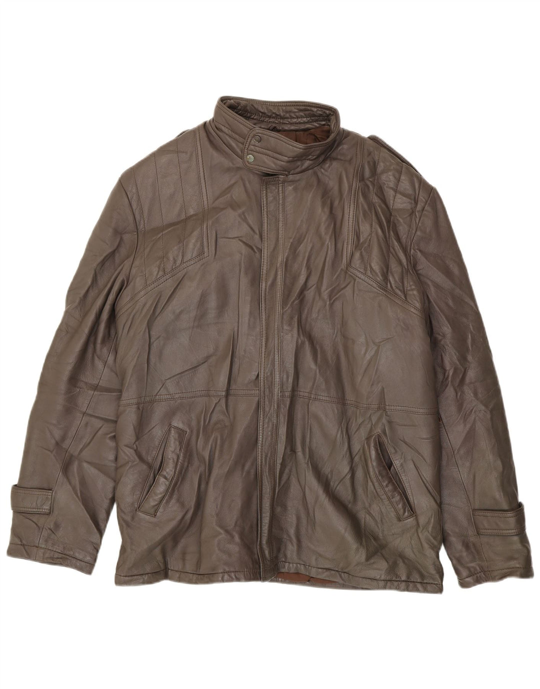 VINTAGE Herren Lederjacke IT 54 2XL Braunes Leder
