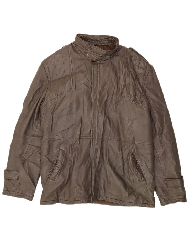 VINTAGE Herren Lederjacke IT 54 2XL Braunes Leder