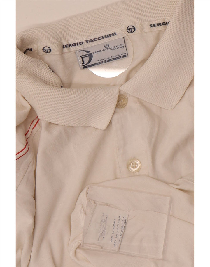Sergio Tacchini Herren-Poloshirt, groß, weiß gestreift, Baumwolle