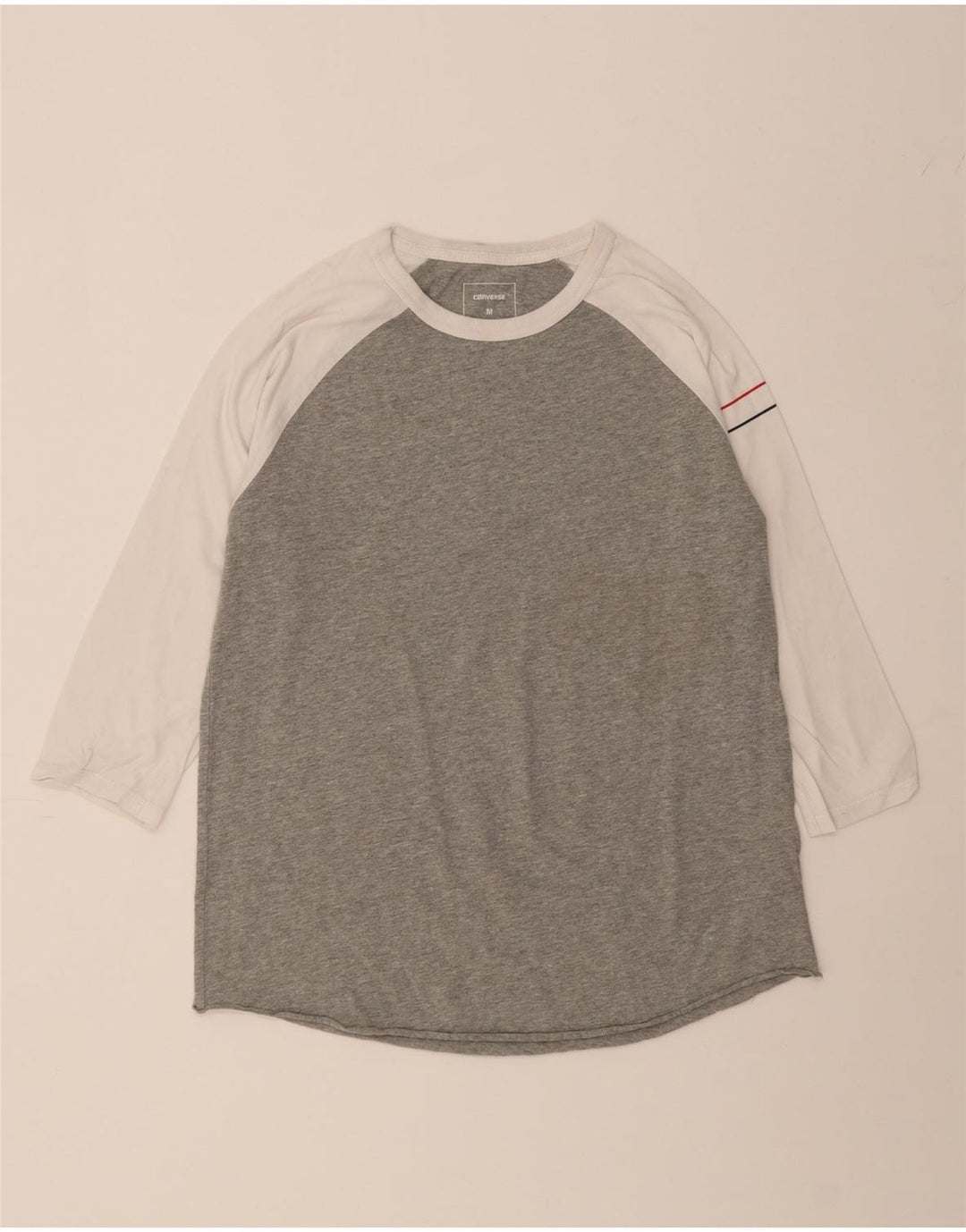 CONVERSE Womens Top 3/4 Sleeve UK 14 Medium Grey Colourblock Cotton Vintage Converse and Second-Hand Converse from Messina Hembry 