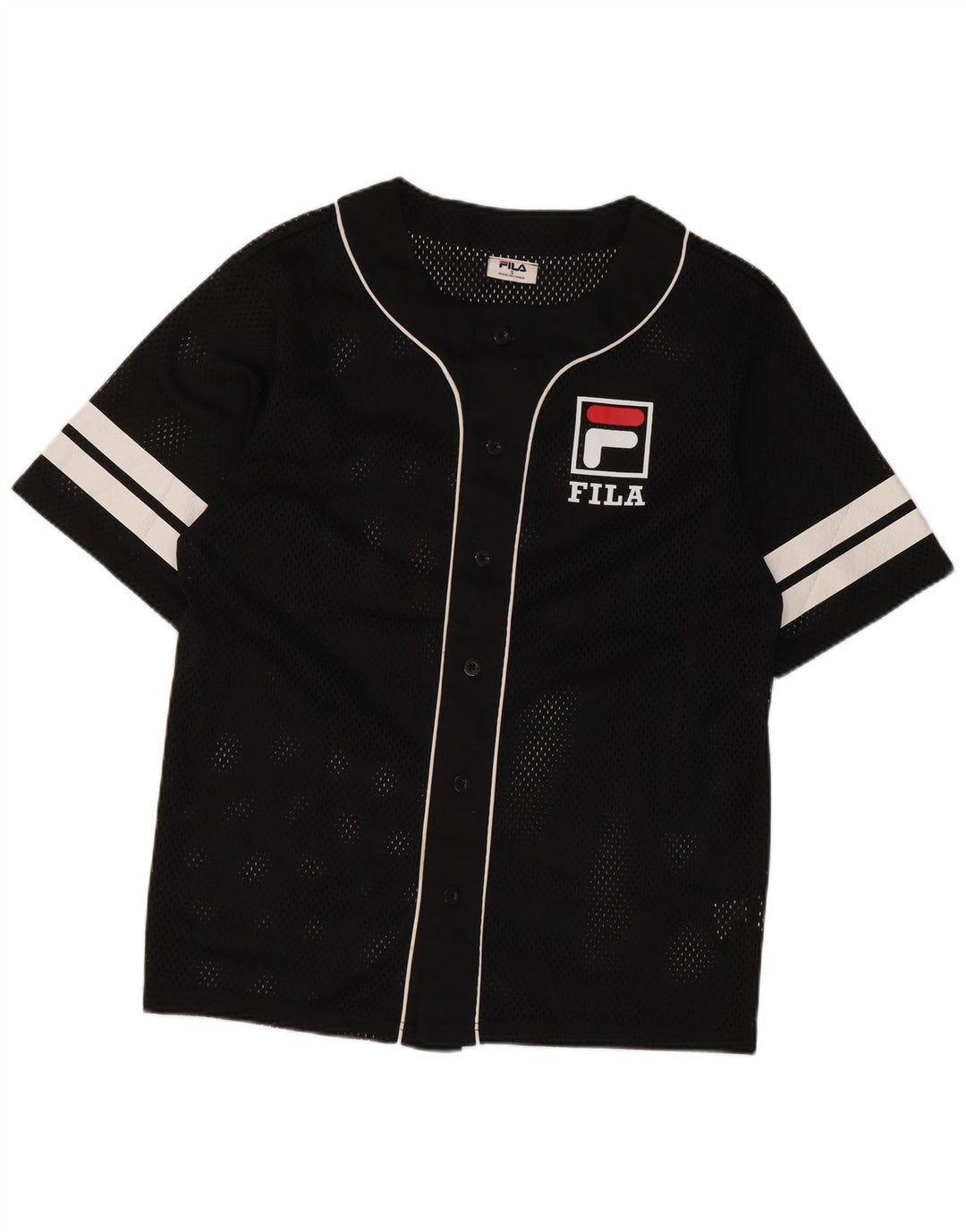 Fila Herren Grafik-Jersey-Oberteil, klein, schwarzes Farbblock-Polyester