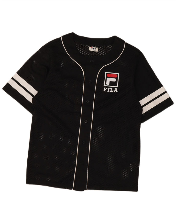 Fila Herren Grafik-Jersey-Oberteil, klein, schwarzes Farbblock-Polyester