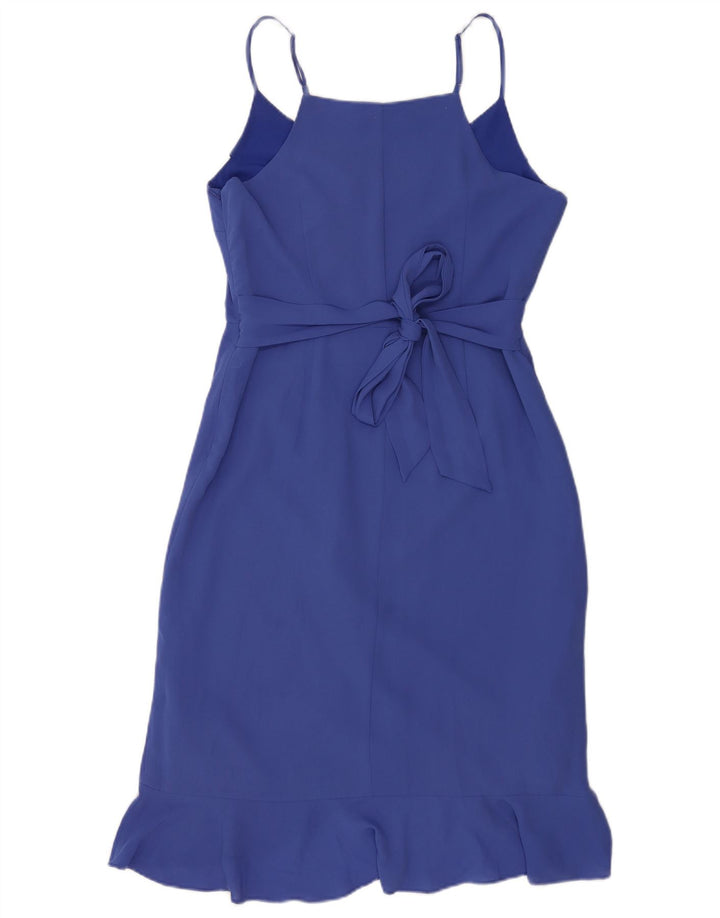 Oasis Damen ärmelloses Etuikleid mit Rüschen vorne, UK 12, Mittelblau
