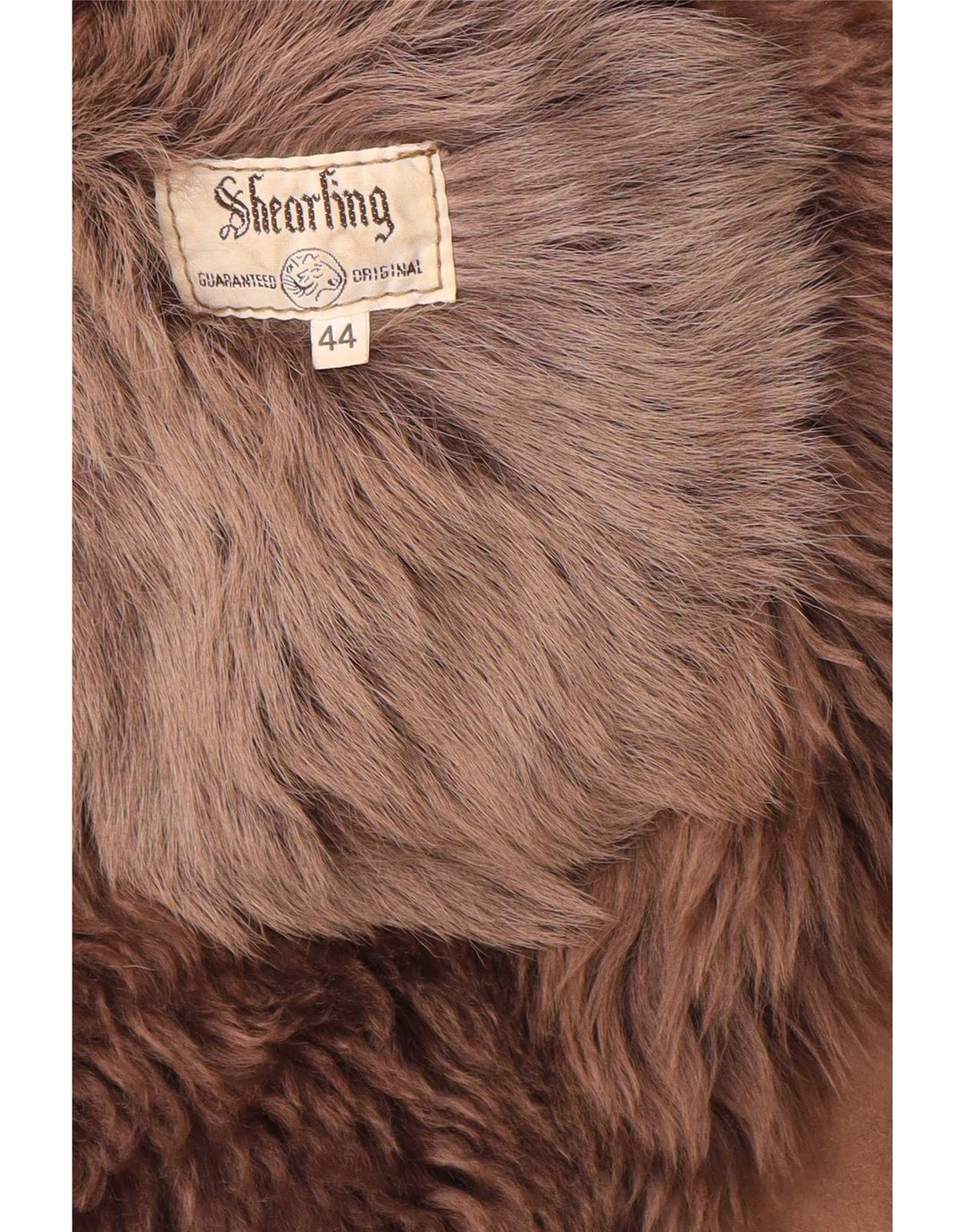 Vintage Damen Übergroßer Lammfellmantel IT 44 Mittelbraunes Leder