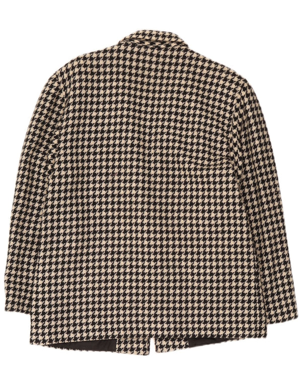 Vintage Damen 1 Knopf Blazer Jacke UK 14 Medium Black Houndstooth