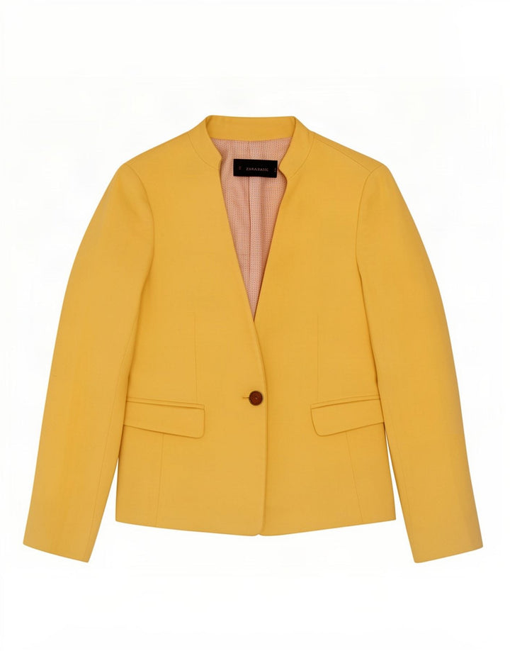 Zara Damen 1-Knopf-Blazerjacke UK 6 XS Gelb