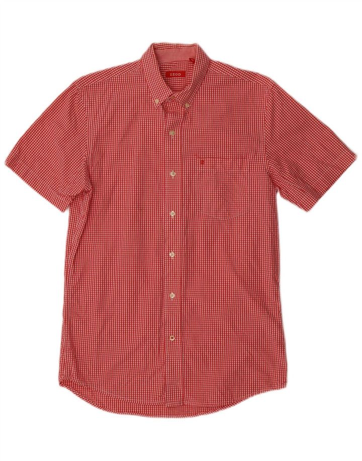 Izod Herren-Kurzarmhemd, klein, rot, Gingham-Baumwolle