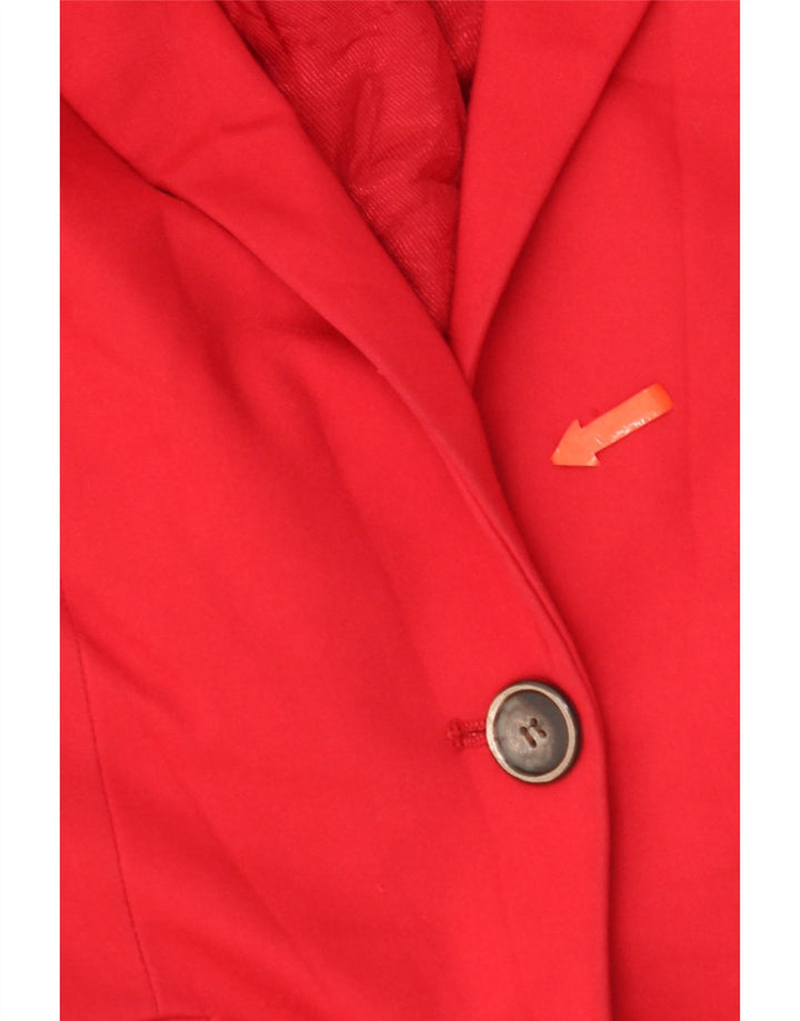 Zara Damen 1-Knopf-Blazer-Jacke, UK 10, kleine rote Baumwolle