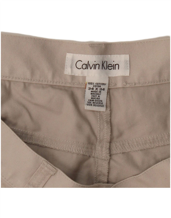 Calvin Klein Herren gerade Freizeithose W34 L29 graue Baumwolle