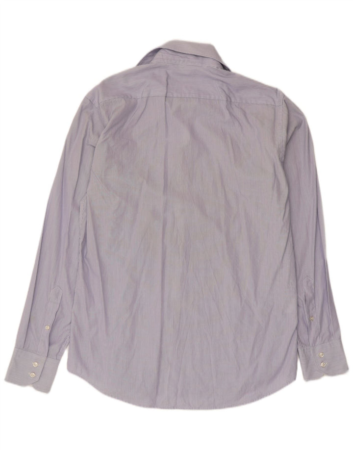 Hugo Boss Herren-Hemd mit normaler Passform, Größe 39 15 1/2, mittelblauer Nadelstreifen