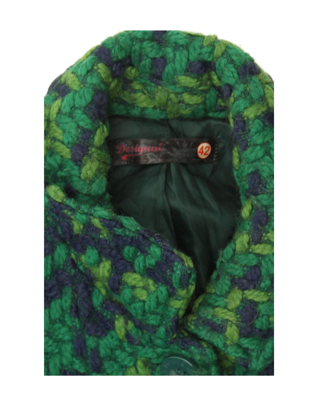 Desigual Damen Mantel EU 42 Large Green Check