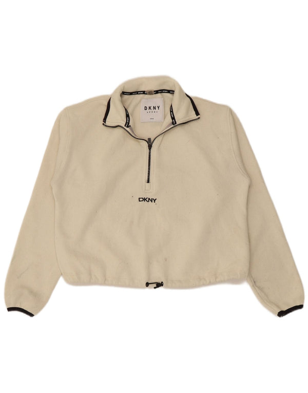 Dkny Damen-Sweatshirt mit 1/4-Reißverschluss, übergroß, UK 6, XS, gebrochenes Weiß, Polyester