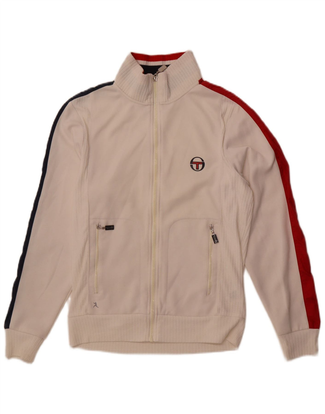 Sergio Tacchini Herren-Trainingsanzug, Oberteil, Jacke, Größe S, Weiß, Farbblock-Polyester