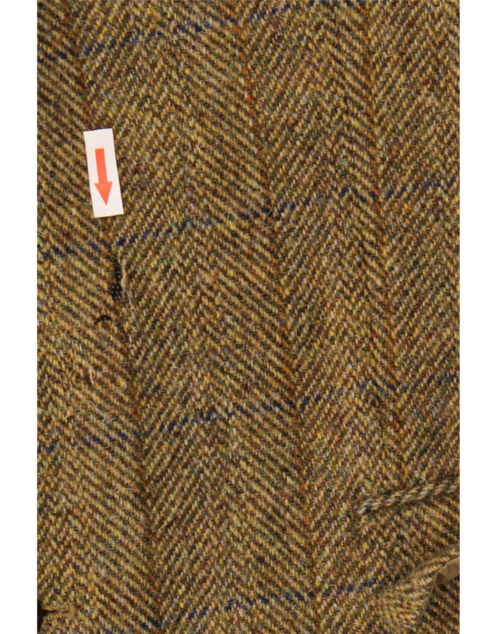 HARRIS TWEED Herren-Blazer mit 2 Knöpfen, UK 44, 2XL, Khaki, kariert, Wolle