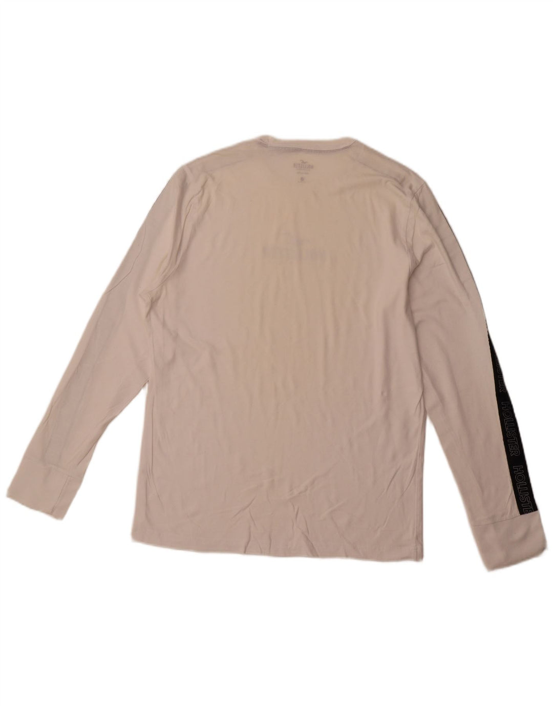 HOLLISTER Herren-Grafikoberteil mit langen Ärmeln, groß, weiße Colourblock-Baumwolle