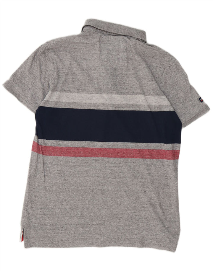 Superdry Herren-Poloshirt, große grau gestreifte Baumwolle