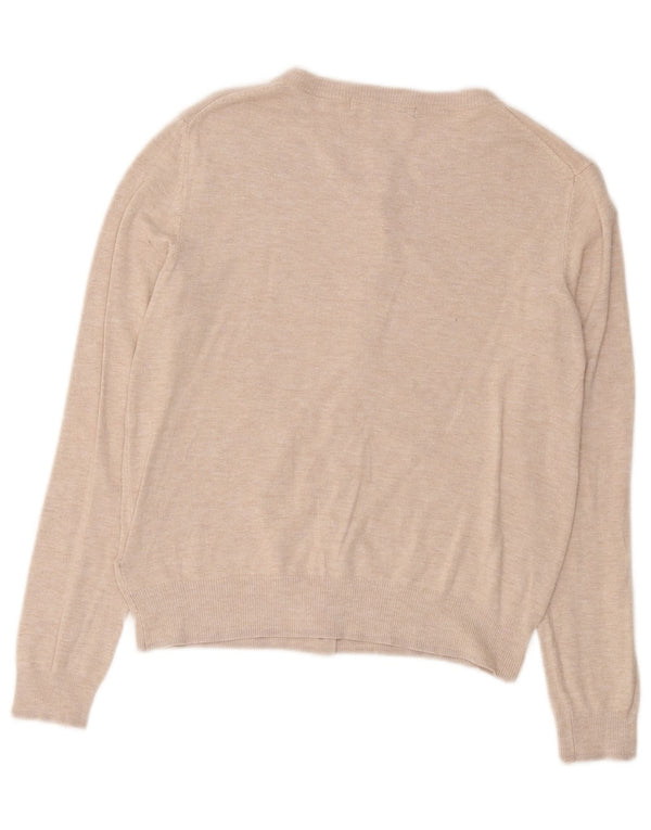 Marks & Spencer Damen Crop Cardigan Pullover UK 10 Small Beige Viskose
