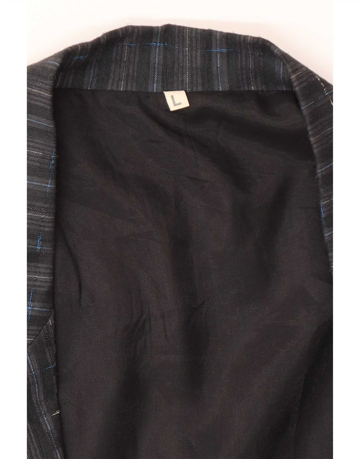 Vintage Herren 1-Knopf-Blazer-Jacke, UK 40, großes marineblaues Karo-Polyester