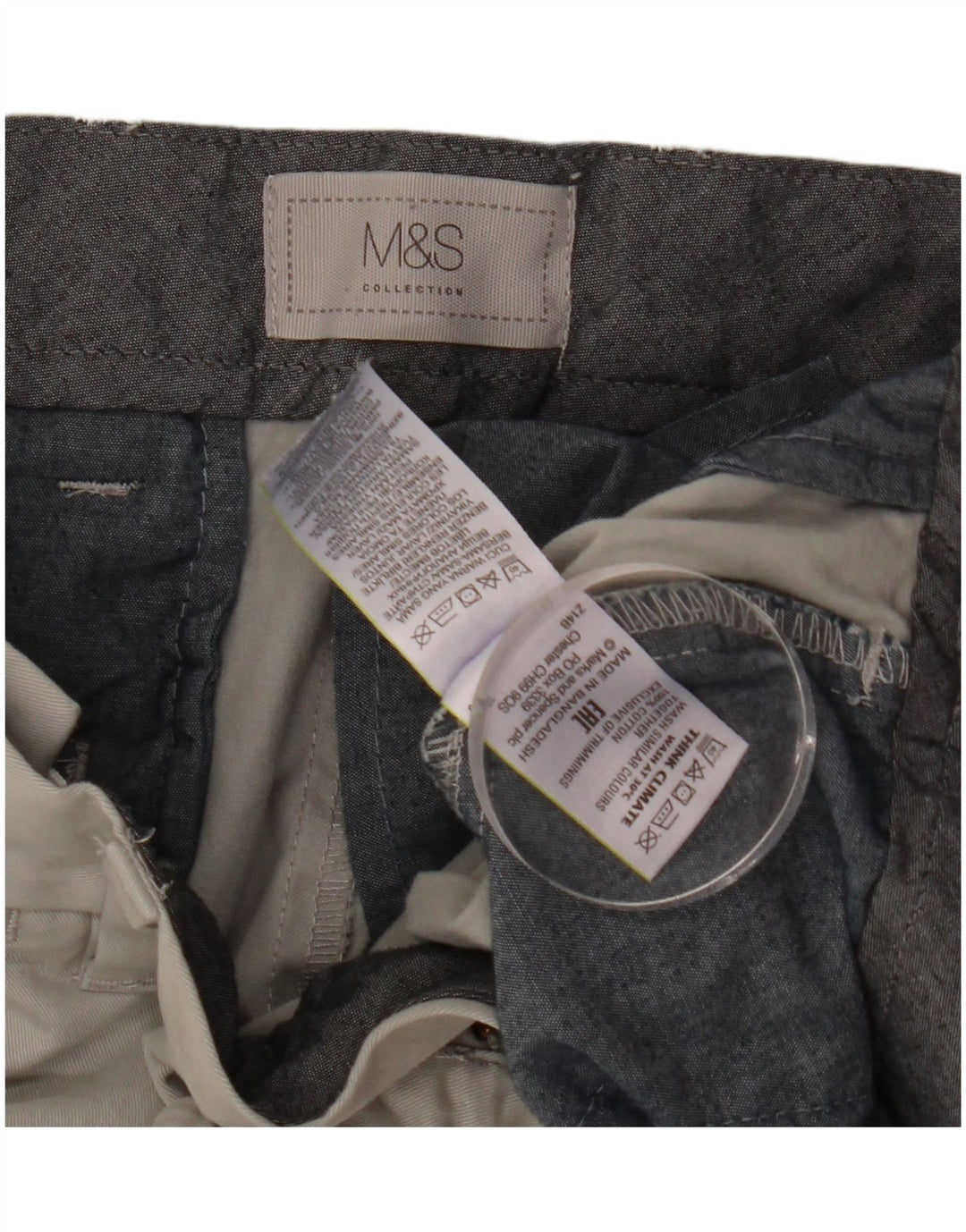 Marks & Spencer Herren Chinoshorts W34 Large Grau Baumwolle
