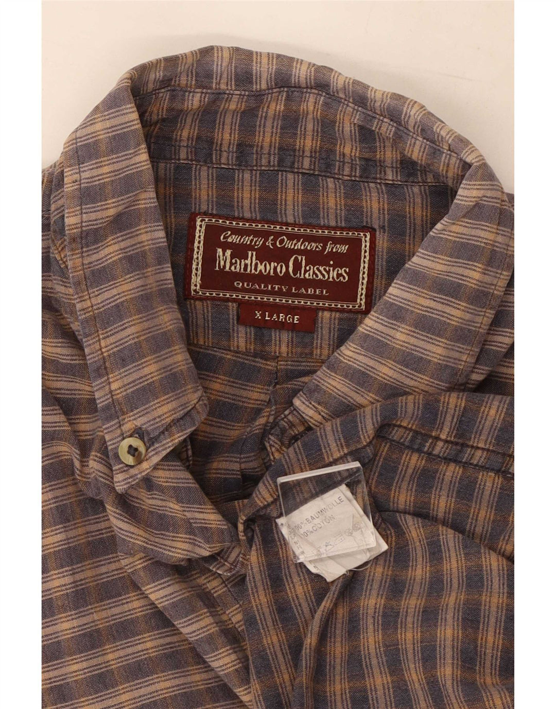 Marlboro Classics Herrenhemd XL, braun, Gingham-Baumwolle