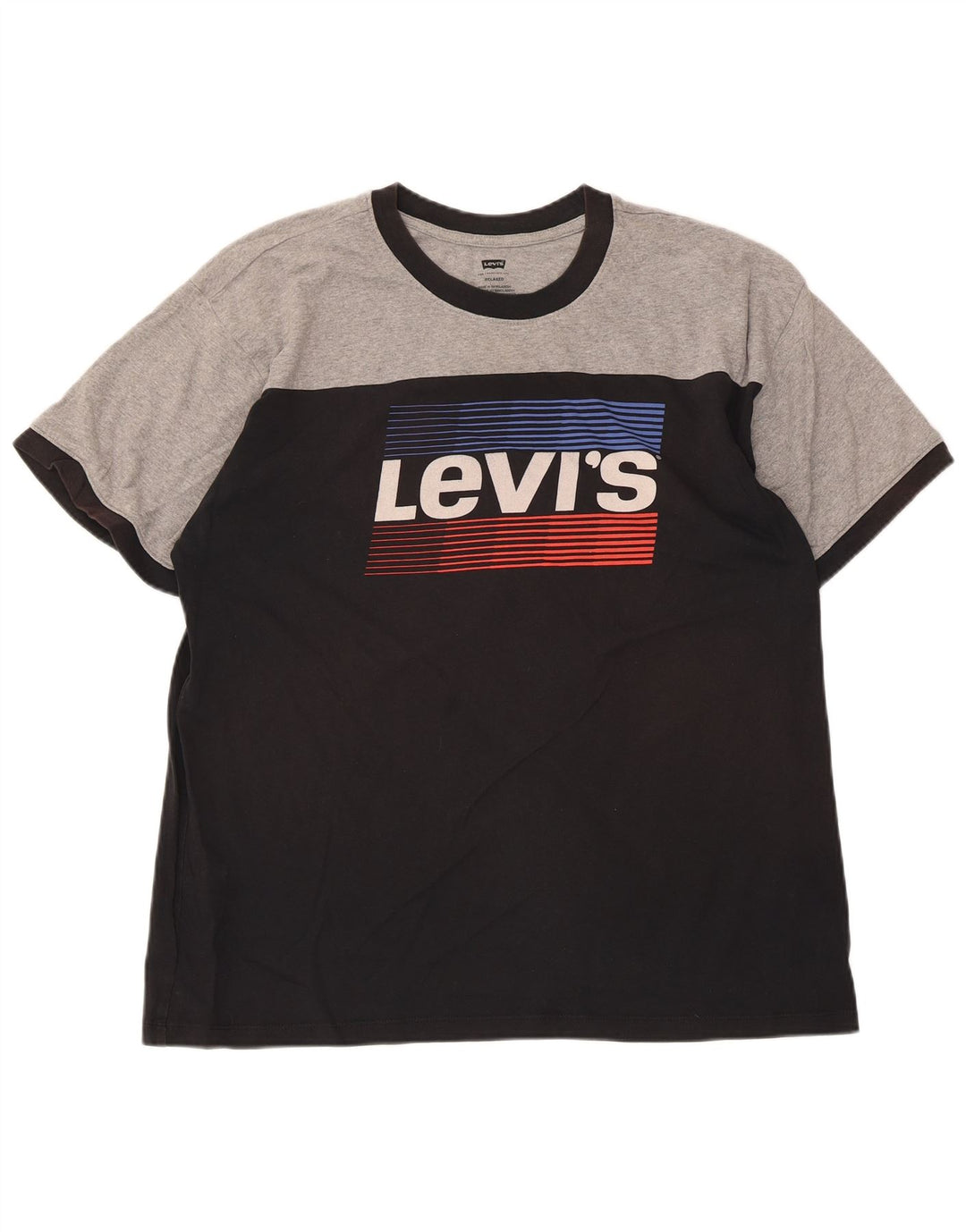 Levi's Herren Relaxed Graphic T-Shirt-Oberteil aus mittelschwarzer Colourblock-Baumwolle